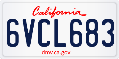 CA license plate 6VCL683