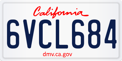 CA license plate 6VCL684