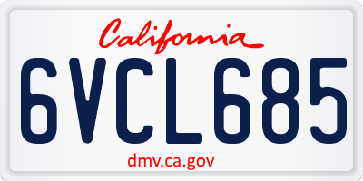 CA license plate 6VCL685