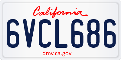 CA license plate 6VCL686