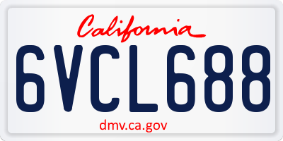 CA license plate 6VCL688