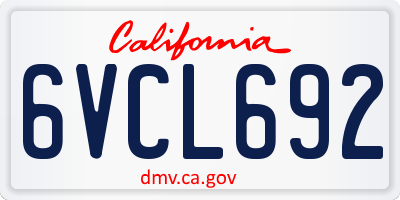 CA license plate 6VCL692
