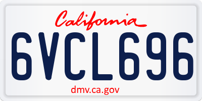 CA license plate 6VCL696