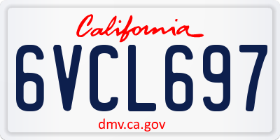 CA license plate 6VCL697