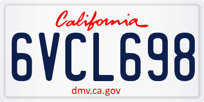 CA license plate 6VCL698