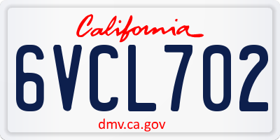 CA license plate 6VCL702