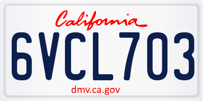CA license plate 6VCL703