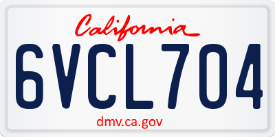 CA license plate 6VCL704