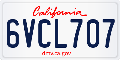 CA license plate 6VCL707