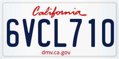 CA license plate 6VCL710