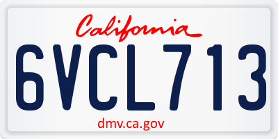 CA license plate 6VCL713