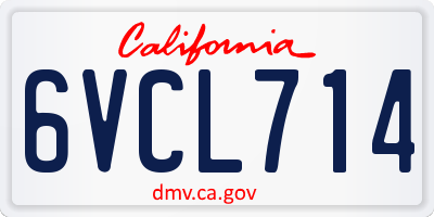 CA license plate 6VCL714