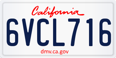 CA license plate 6VCL716