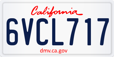 CA license plate 6VCL717