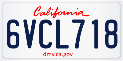 CA license plate 6VCL718
