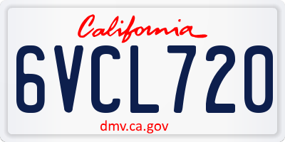 CA license plate 6VCL720