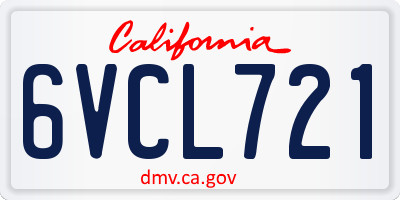 CA license plate 6VCL721