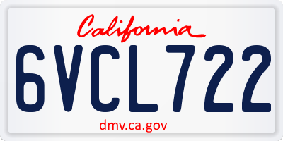 CA license plate 6VCL722
