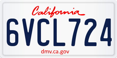 CA license plate 6VCL724