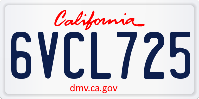 CA license plate 6VCL725