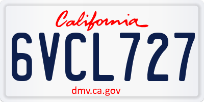 CA license plate 6VCL727