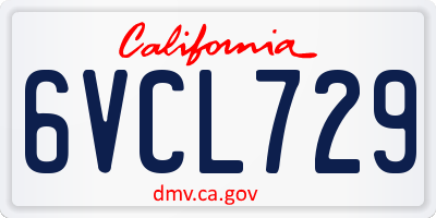CA license plate 6VCL729