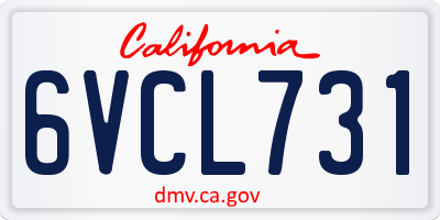 CA license plate 6VCL731