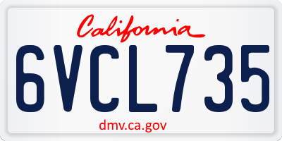 CA license plate 6VCL735