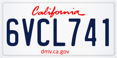 CA license plate 6VCL741