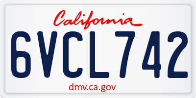 CA license plate 6VCL742