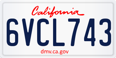 CA license plate 6VCL743