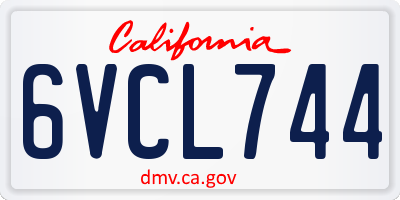 CA license plate 6VCL744