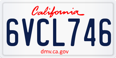 CA license plate 6VCL746