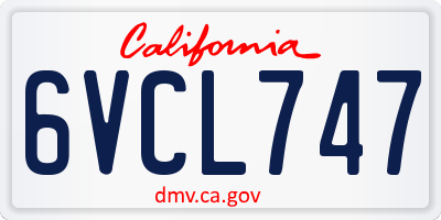 CA license plate 6VCL747