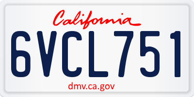 CA license plate 6VCL751