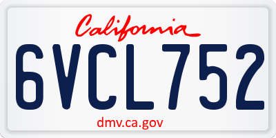 CA license plate 6VCL752