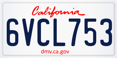 CA license plate 6VCL753