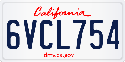 CA license plate 6VCL754