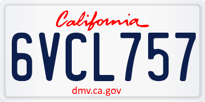 CA license plate 6VCL757