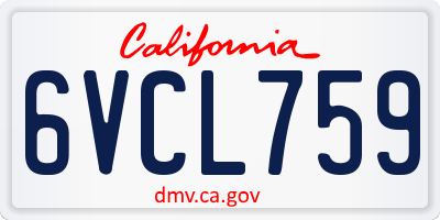 CA license plate 6VCL759
