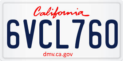 CA license plate 6VCL760