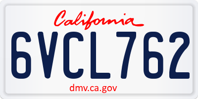 CA license plate 6VCL762