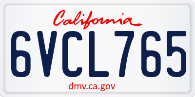 CA license plate 6VCL765