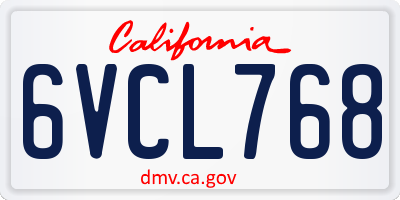 CA license plate 6VCL768