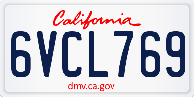 CA license plate 6VCL769