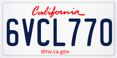 CA license plate 6VCL770