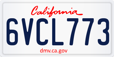 CA license plate 6VCL773