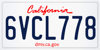CA license plate 6VCL778