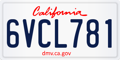 CA license plate 6VCL781