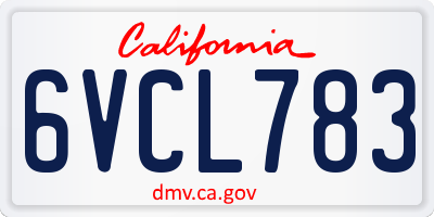 CA license plate 6VCL783